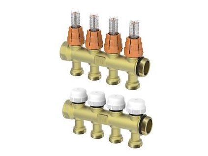 Vykurovacia technika Zostava modulárny rozdeľovač/zberač  - 1"xEK; 3cestný; mosadz