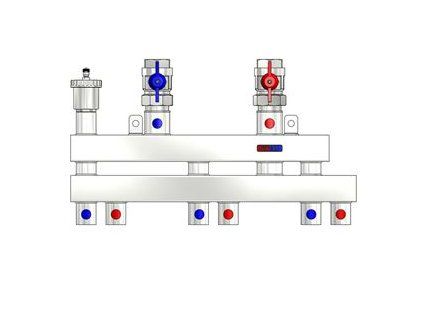 Vykurovacia technika Horizontálny rozdeľovač MULTIMIX-C - 1"x3/4"; 3cestný