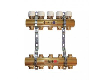 Vykurovacia technika Zostava rozdeľovač/zberač - bez skrine - 5/4"xEK; 6cestný; mosadz