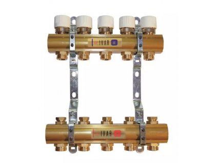 Vykurovacia technika Zostava rozdeľovač/zberač - bez skrine - 5/4"xEK; 7cestný; mosadz