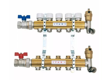Vykurovacia technika Zostava rozdeľovač/zberač  - skriňa P-KLASIK 2 - 1"xEK; 3cestný; mosadz