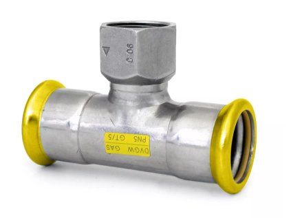 Vykurovacia technika T-kus 90° PRESS GAS - s vnútorným závitom  - 22-Rp1/2"-22