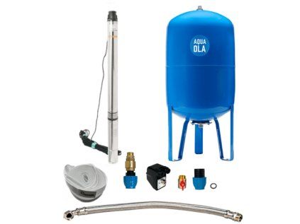 Home water system with submersible pump 3.5" SC 2-18 400V / 100l - RTS, set for wells and boreholes