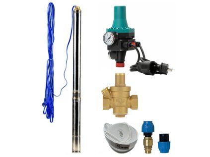 Automatic Domestic Water Pump Station with Submersible Pump 3Ti-20 with BRIO PC-13 + Reducing Valve - RTS, Well Water Set