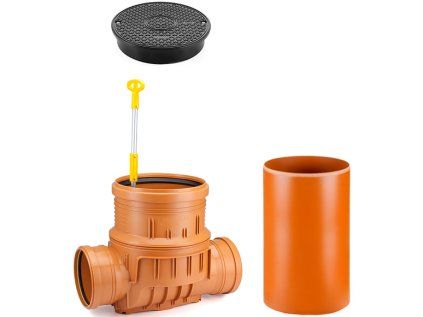 Inspection shaft DN 315/160/500 with non-return valve, straight-through, plastic sewage shaft