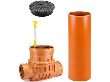 DN 315/160/3500 Inspection Chamber with Backflow Valve, In-Line Plastic Sewer Chamber