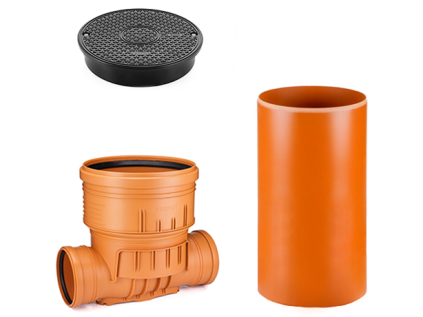 DN 400/160/1500 Straight-Through Inspection Shaft, Plastic Sewage Shaft