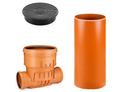 DN 400/160/2000 Straight-Through Inspection Shaft, Plastic Sewage Shaft