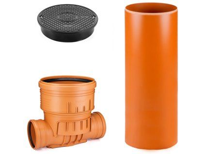 DN 400/160/2500 Straight-Through Inspection Shaft, Plastic Sewage Shaft