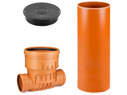 DN 400/160/5000 Straight-Through Inspection Shaft, Plastic Sewage