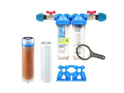 Senior 10" DUO filter set. Complete, 1" connection. Dirt and limescale filtration (QA CF-SX) - water filter, water softener