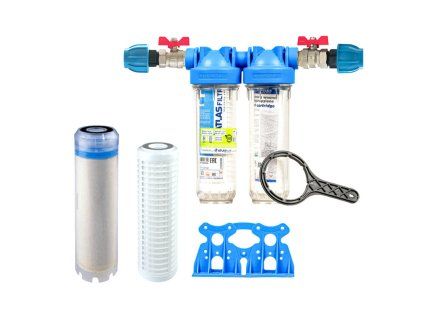Senior 10" DUO filter set. Complete, 1" connection. Reduction of nitrates in water (QA 10 AF-SX) - water filter for water treatment