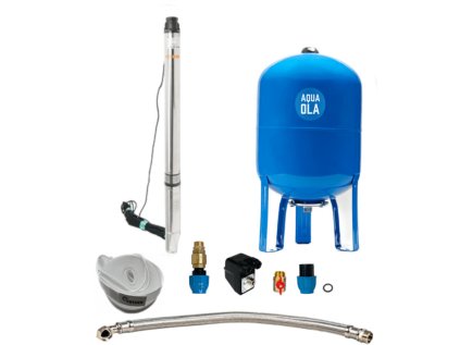 Domáca vodáreň s ponorným čerpadlom 3,5" SC 2-14 400V / 60l - RTS, nerezová, 1100W, 4200 l/h, do vrtu, odolná voči piesku
