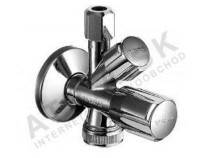 Vykurovacia technika Rohový kombinovaný ventil - 1/2"x(3/4"+3/8")