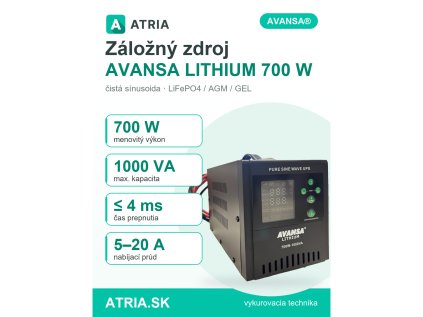 Záložný zdroj AVANSA LITHIUM 700 W – produktová karta