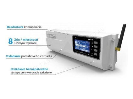 Nerezová kotlová zostava TECH EU-L-8e bezdrôtový regulátor pre termoelektrické pohony 8 zón