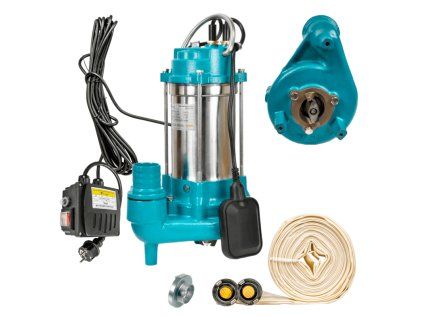 Sludge Set - WQV 7-12-1,1 Submersible Sludge Pump with grinder and 20m hose, cutting blade for septic tanks