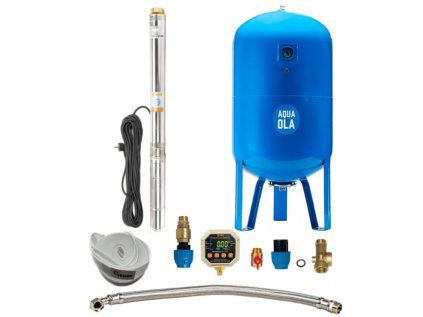 Home water pump station with submersible pump IBO 3 - SDM24 / 150l - RTS with digital pressure switch, for wells and boreholes, sand-resistant
