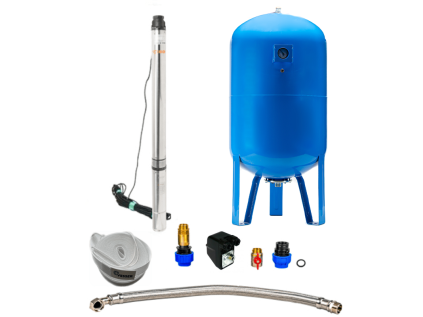 Domáca vodáreň s ponorným čerpadlom 3,5" SC 2-14 400V / 200l - RTS, do studne a vrtu, odolná voči piesku, 1100W, výtlak 74m