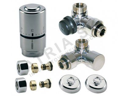 Vykurovacia technika SADA klasik kúpeľnová OPTIMA - trojosová - 1/2"xM24; ALPEX 16x2mm; chrom