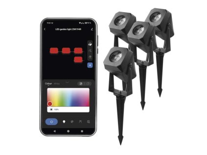GoSmart vonkajšie LED bodové svetlo, štart. sada, 4 diely, 7 W, RGBIC stmievateľné, WiFi