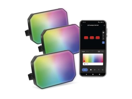 GoSmart vonkajší LED reflektor, štartovacia sada, 3 diely, 14 W, RGBIC stmievateľný, WiFi