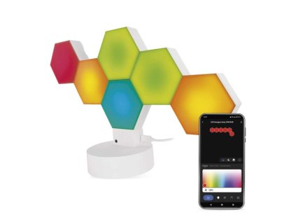 GoSmart LED stolná lampa Hexagon biela, 6 častí, RGBIC stmievateľná, WiFi