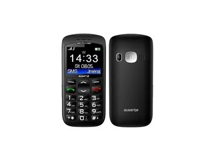 Aligator A670 Senior čierna / CZ distribúcia / SOS tlačidlo / stolná nabíjačka