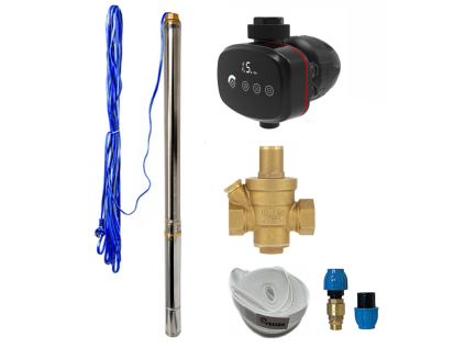 Automatická domáca vodáreň s ponorným čerpadlom 3" STM 24 s ADARA 6 + redukčný ventil - RTS, 1100W, 6000 l/h, výtlak 93m, nerez