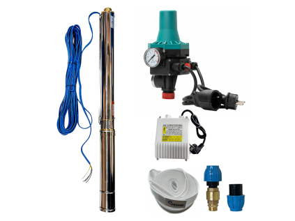 Automatic home water pump station with submersible pump 3" 3Ti-17 with BRIO PC-13 - RTS, well and borehole set