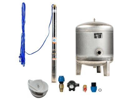 Home water pump station with submersible pump 3Ti-20 / 90l stainless steel - RTS for well water