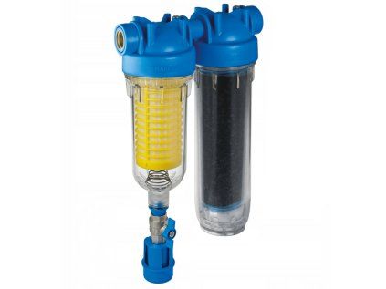 Hydra 7" Rainmaster RLH DUO 1" connection + LA with activated carbon, self-cleaning filter for rainwater and well water
