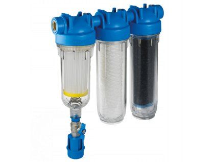 Self-cleaning three-stage filter Hydra 7" Rainmaster RSH TRIO 1" connection + FA 25mcr + LA with activated carbon