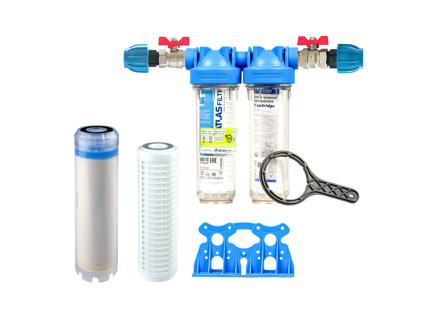 Senior 10" DUO filter set. Complete 3/4" connection. Nitrate reduction in water. (QA 10 AF-SX), Atlas Filtri, drinking water treatment and mechanical filtration