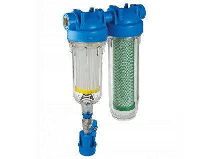 Hydra 7" Rainmaster RSH DUO pripojenie 1" + CB/AF 10mcr s aktívnym uhlím, samočistiaci filter na dažďovú vodu a studňu