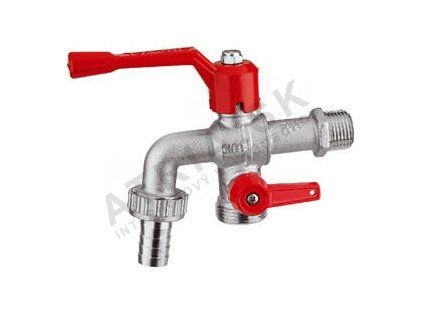 Vykurovacia technika Záhradný guľový uzáver - dvojitý - 1/2"M x 3/4"M x 16mm; páka