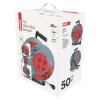 Predlžovací kábel na bubne 50 m / pevný stred / 4 zásuvky / červený / PVC / 230 V / 1,5mm2