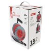 Predlžovací kábel na bubne 15 m / 4 zásuvky / červený / PVC / 230 V / 1 mm2