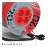 Predlžovací kábel na bubne 20 m / 4 zásuvky / červený / PVC / 230 V / 1 mm2