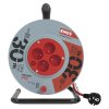 Predlžovací kábel na bubne 30 m / 4 zásuvky / červený / PVC / 230 V / 1 mm2
