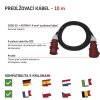 3 fázový vonkajší predlžovací kábel 10 m / 1 zásuvka / čierny / guma / 400 V / 4 mm2