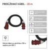 3 fázový vonkajší predlžovací kábel 15 m / 1 zásuvka / čierny / guma / 400 V / 4 mm2