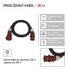 3 fázový vonkajší predlžovací kábel 20 m / 1 zásuvka / čierny / guma / 400 V / 4 mm2