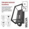 Záhradné nástenné svietidlo MALVA, senzor súmraku, 13 x 12,5 x 28 cm, 1 x E27, 15 W
