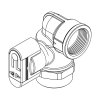 Vykurovacia technika Guľový uzáver plynu G24  - s integrovanou tlak. zátkou a prevlečnou maticou - 1"x5/4"; rohový v osi – pohľad 2